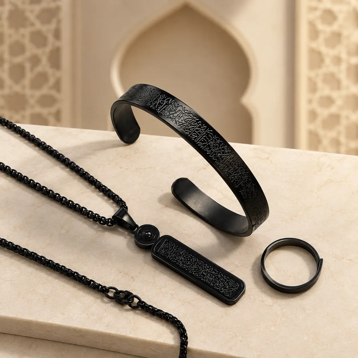 Ayat Al-Kursi Lens Locket 3-in-1 Combo (Black Colour)