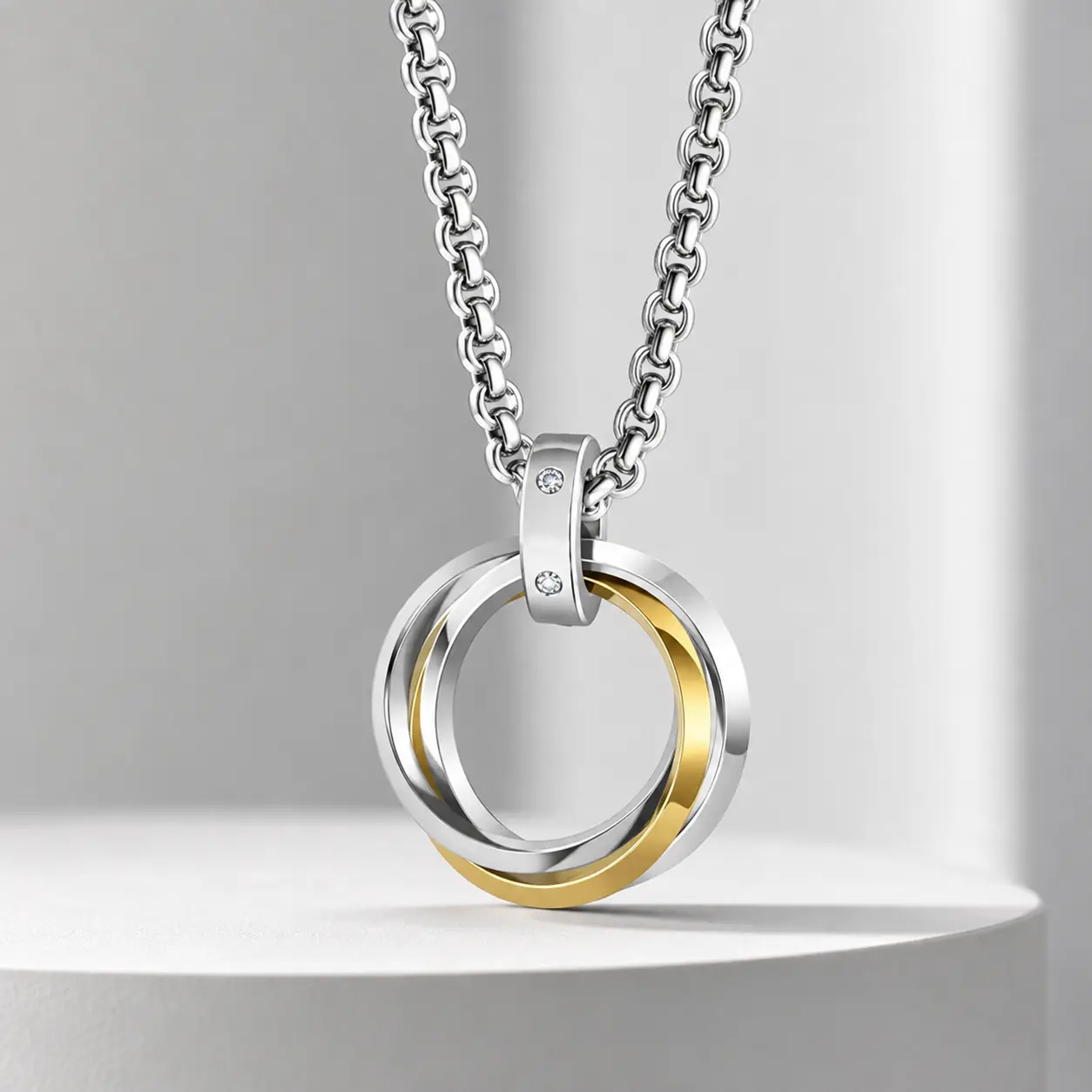 Hip-hop Three-Ring Titanium Steel Pendant — Gold Color