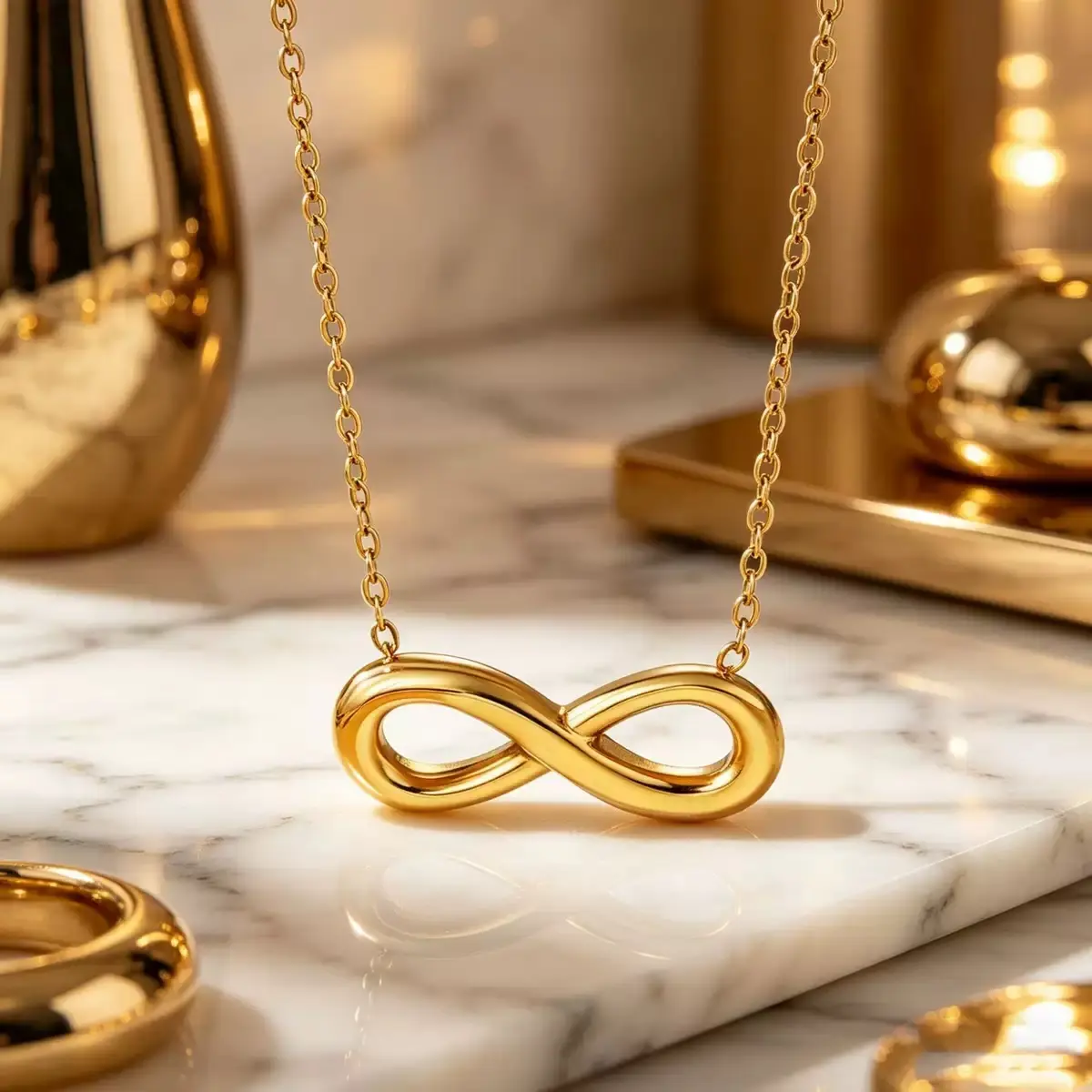 18K Gold Color Infinity Love Pendant Necklace